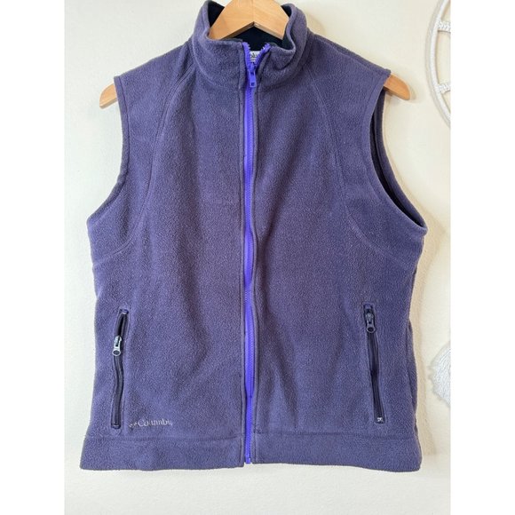 Columbia Purple Women's Outdoor Full Zip Fleece Vest Size L Pockets - Picture 2 of 11